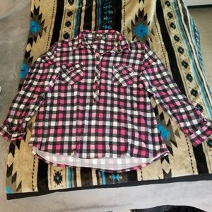 Pink and Black Hype Button Down Shirt